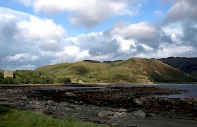 Moy castle on the shoreline